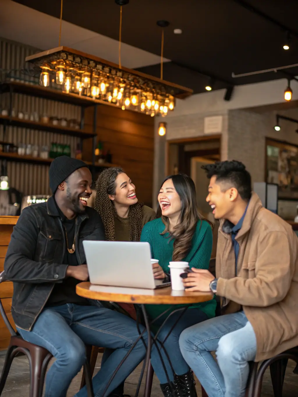 An image of a diverse group of people interacting with a local business, showcasing the community connection fostered by receipt advertising.